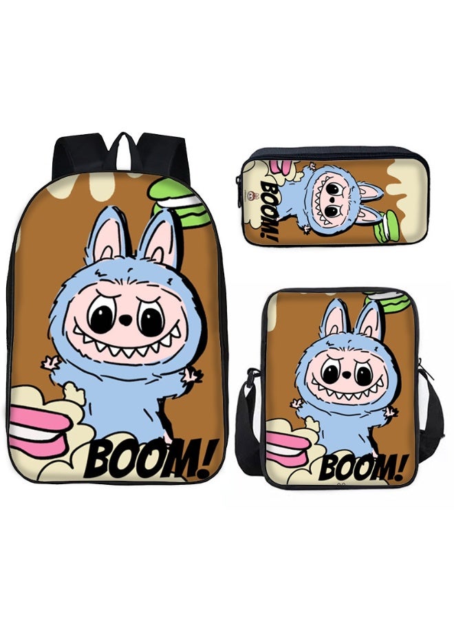 Labubu backpack pencil case satchel three-piece suit men and women leisure sports travel backpack student school backpack - Image 1